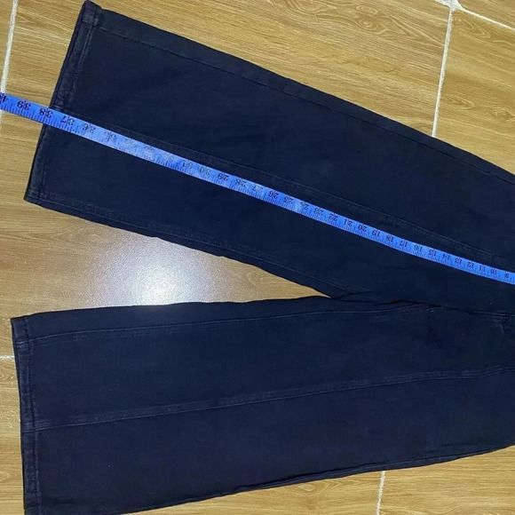 VTG Y2K High Waist Baggy Jeans 5 Buttons Stretch Waist Pocket Black Straight S/M - Picture 6 of 10